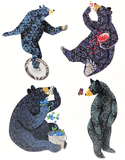 Black bears blueberry feast blank greeting card hanni gallery