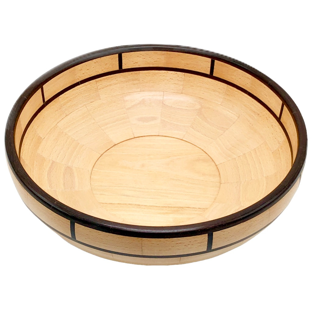 Beech and Ebony Wood Turned Fruit Bowl