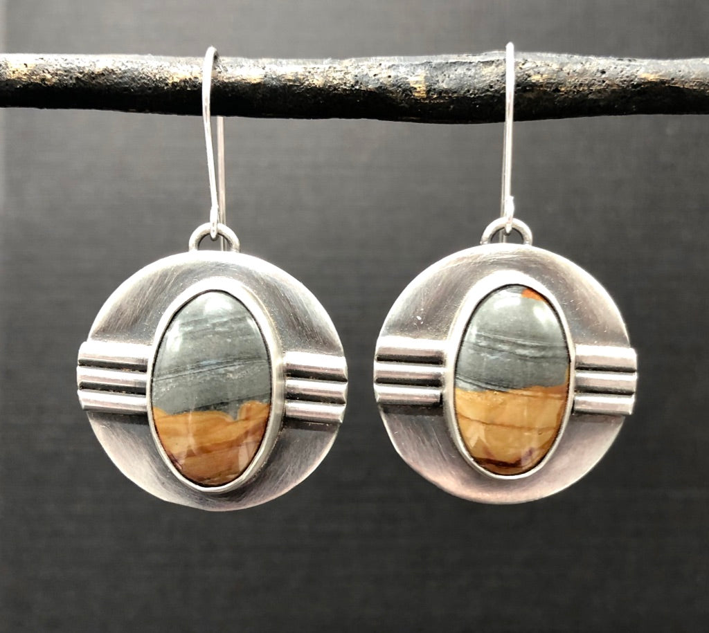 Red Desert Jasper and Sterling Silver Earrings
