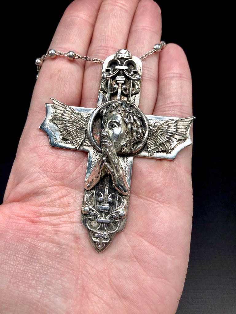 Sterling Silver Hand Sculpted Cross Pendant By Wendy Yothers