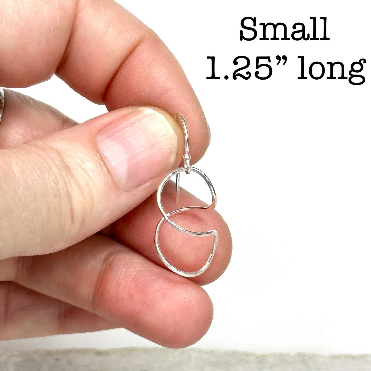 Twisty spiral wire earring small size in sterling silver or 14kt gold filled, Simple modern dangle in four sizes 1 to 2 inches long, available on french hook or leverback ear wires, artist handmade by hanni jewelry in harbor springs, michigan