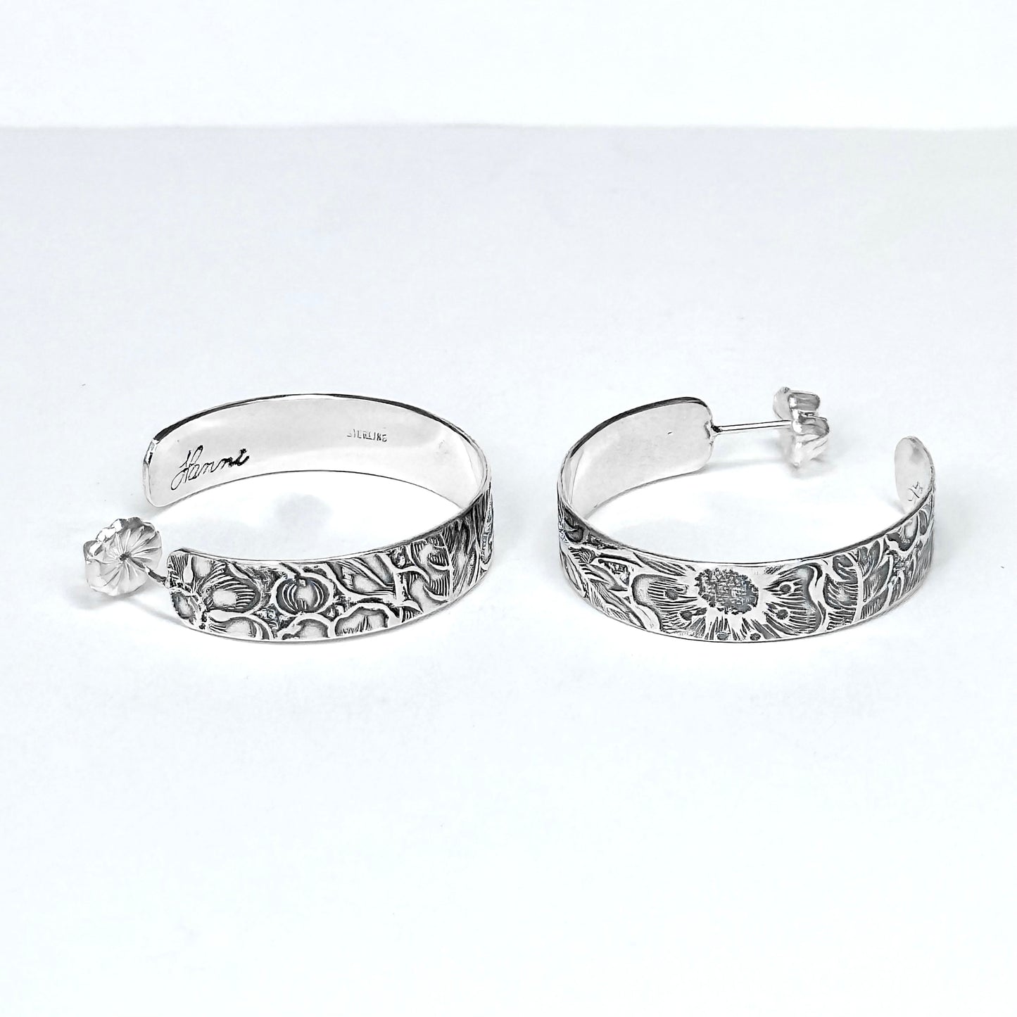 Flower and Leaf Hoop Earrings