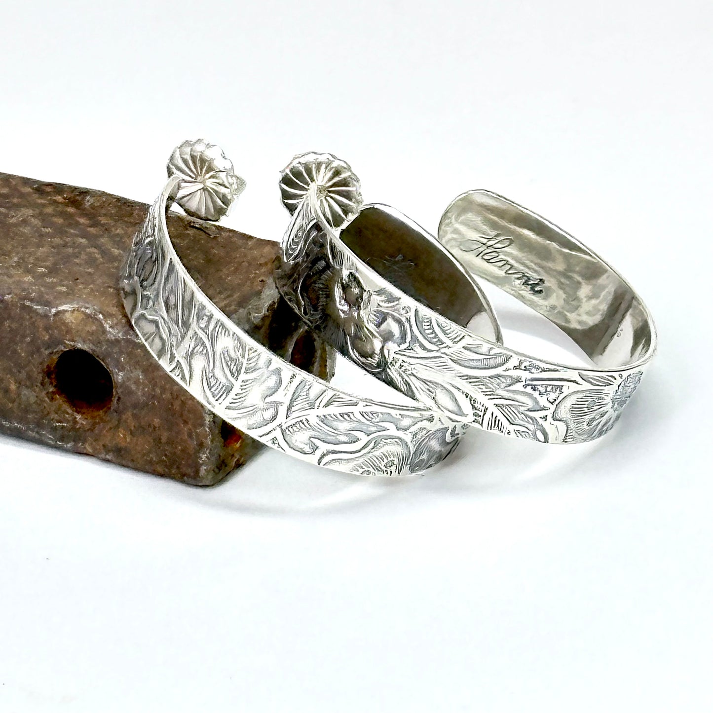 Flower and Leaf Hoop Earrings