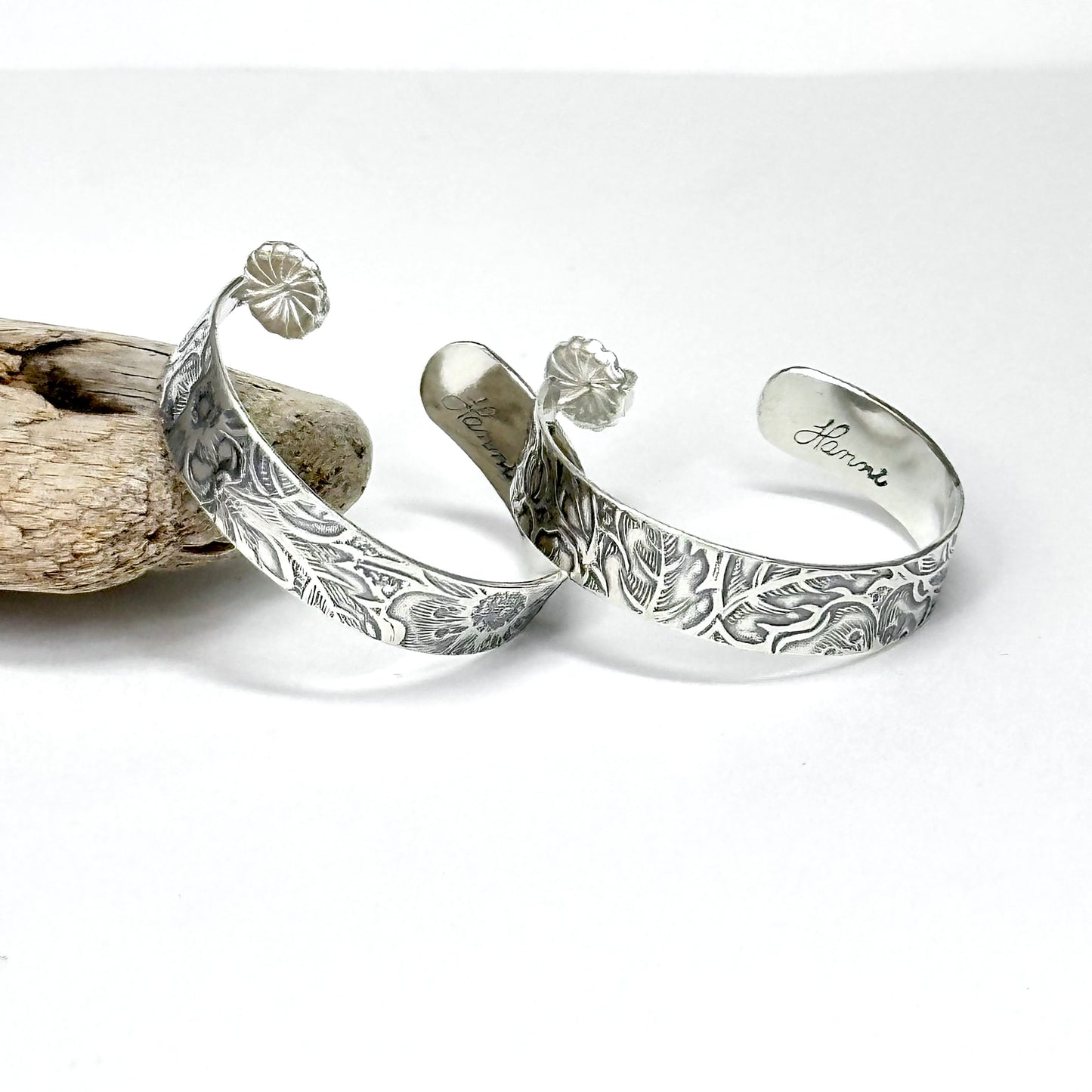 Flower and Leaf Hoop Earrings