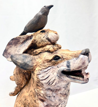 Fox, Hare and Crow Ceramic Sculpture: "Friendship Is A Gift That Lasts"