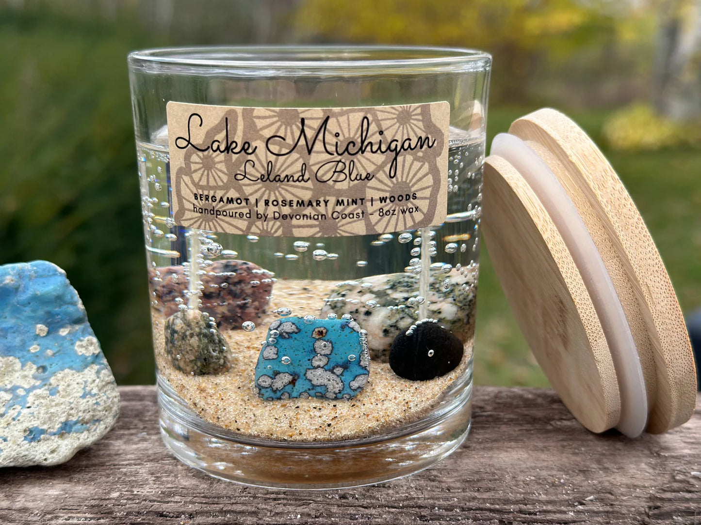 Gel candle, long burning, leland blue, keepsake, hanni gallery