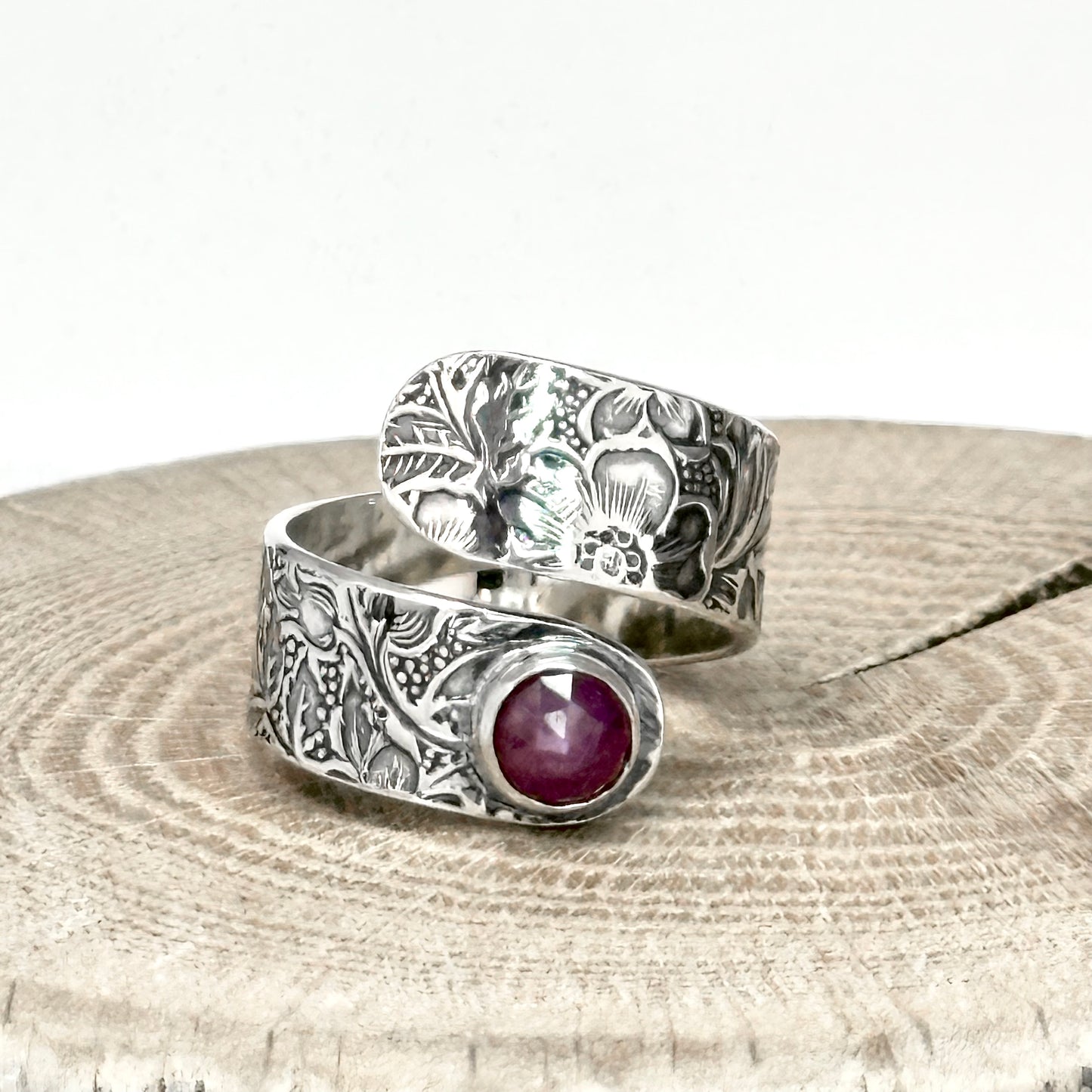 Adjustable Floral Wrap Ring - Choose Gemstone