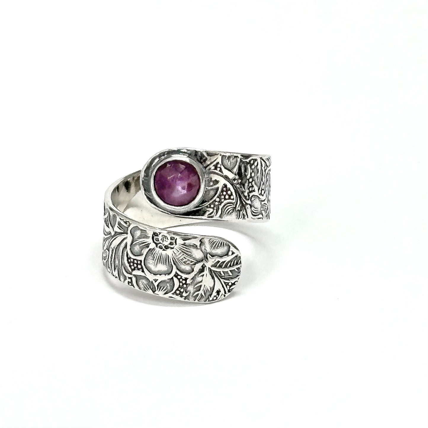 Adjustable Floral Wrap Ring - Choose Gemstone