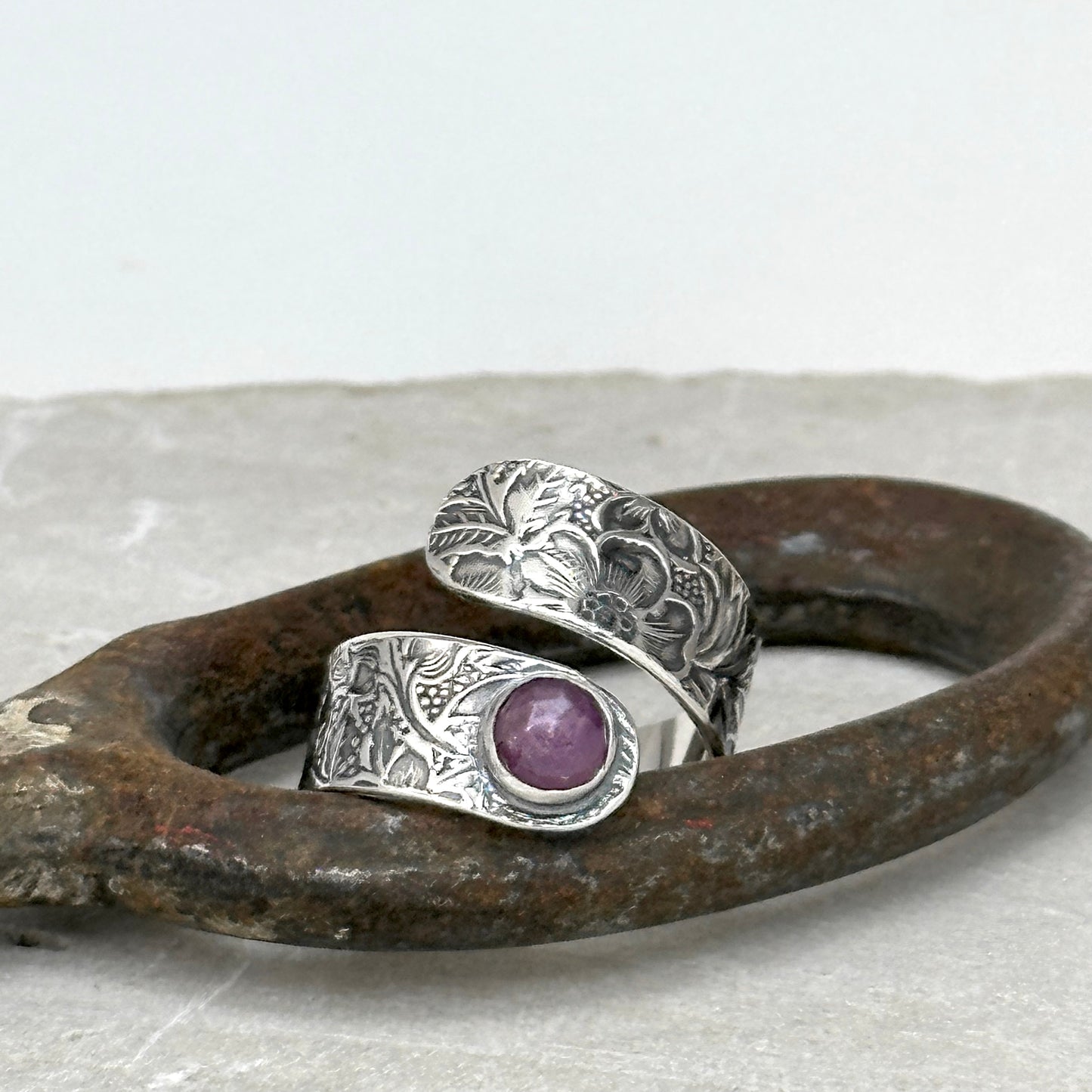 Adjustable Floral Wrap Ring - Choose Gemstone