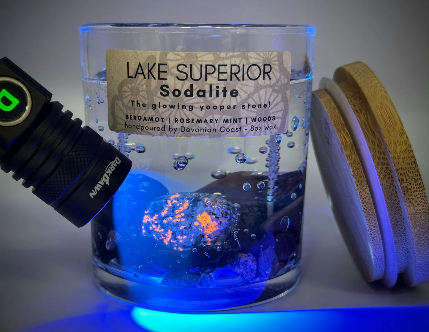 Clear Gel Long Burning Candles With Great Lakes Stones
