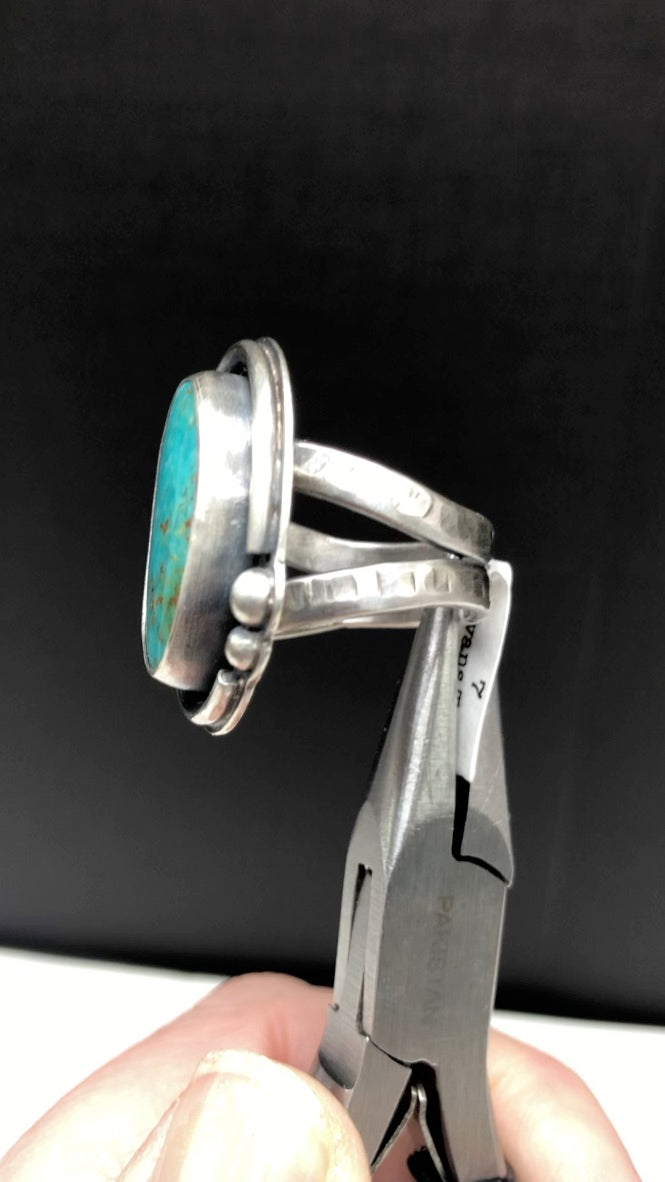 Rustic Evans Turquoise Ring with Split Band