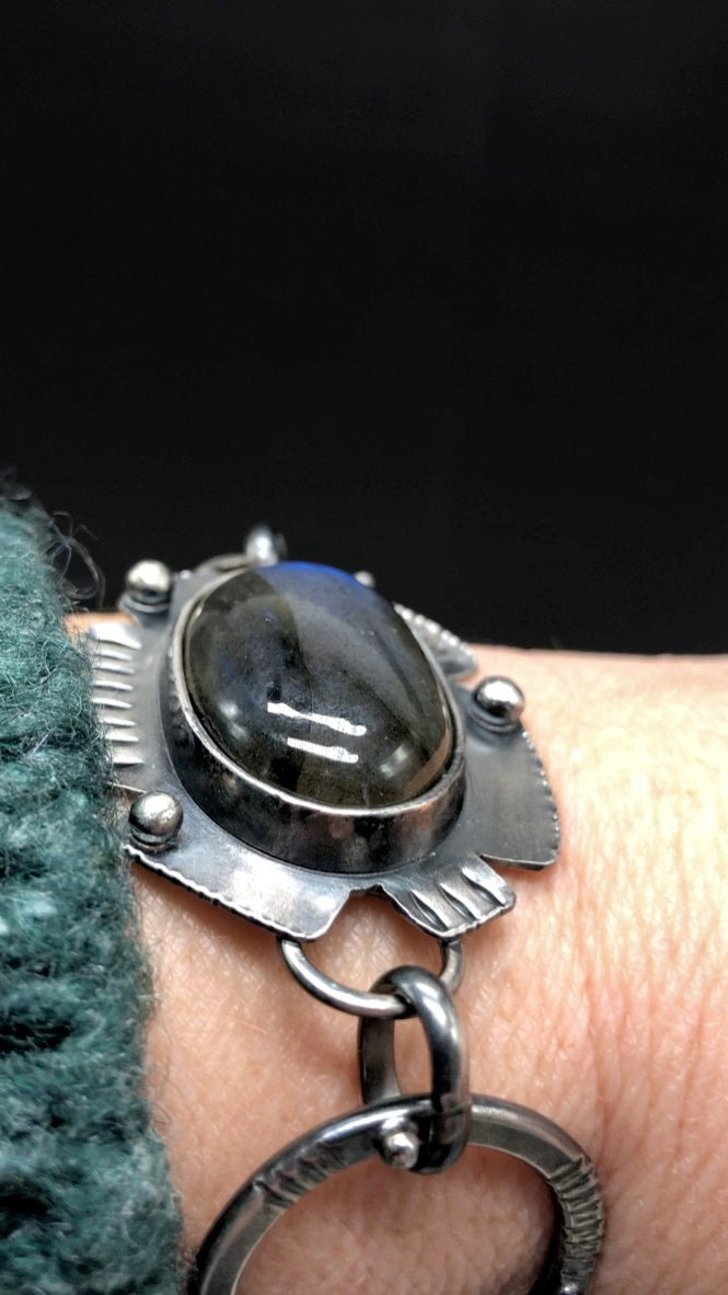Sterling Silver Labradorite Statement Bracelet