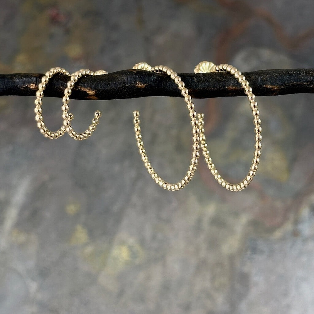 Beaded wire sterling silver or gold fill earrings hoops hanni jewelry