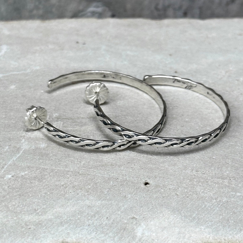 Modern Handmade Twisted Wire Hoop Earring in Sterling Silver or 14k Gold Fill
