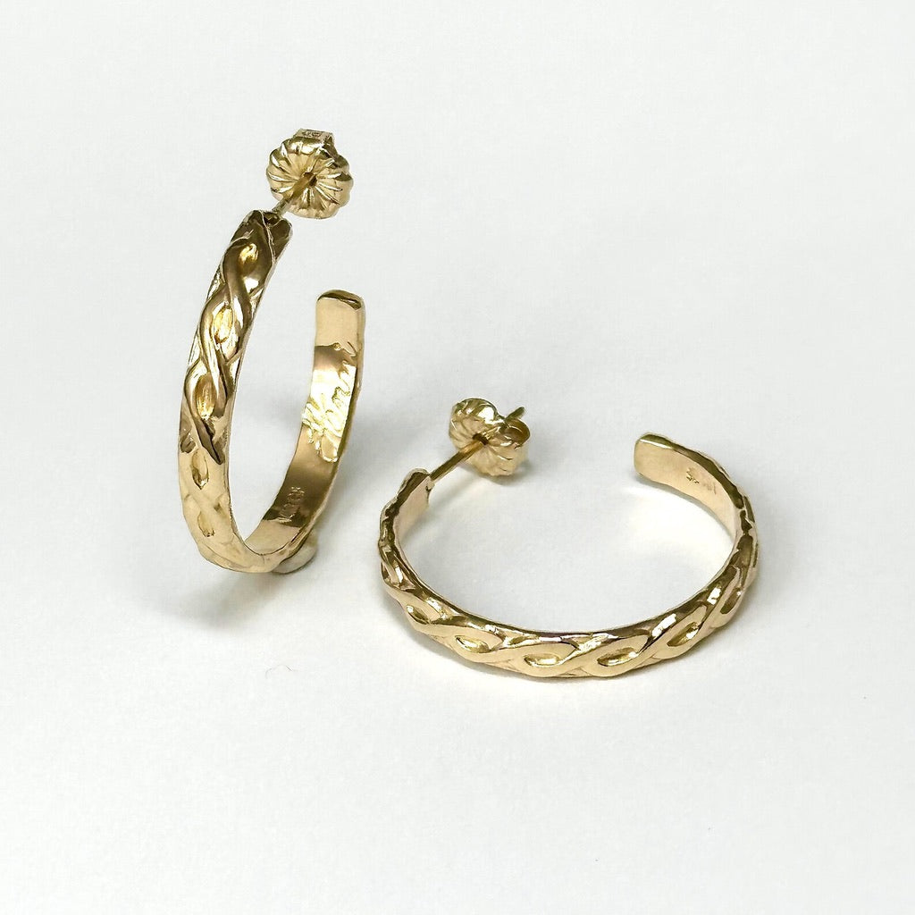 Modern Handmade Twisted Wire Hoop Earring in Sterling Silver or 14k Gold Fill