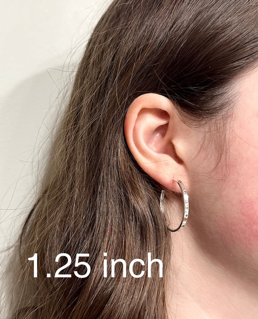 Sterling Silver Hoop Earrings with Dot Pattern