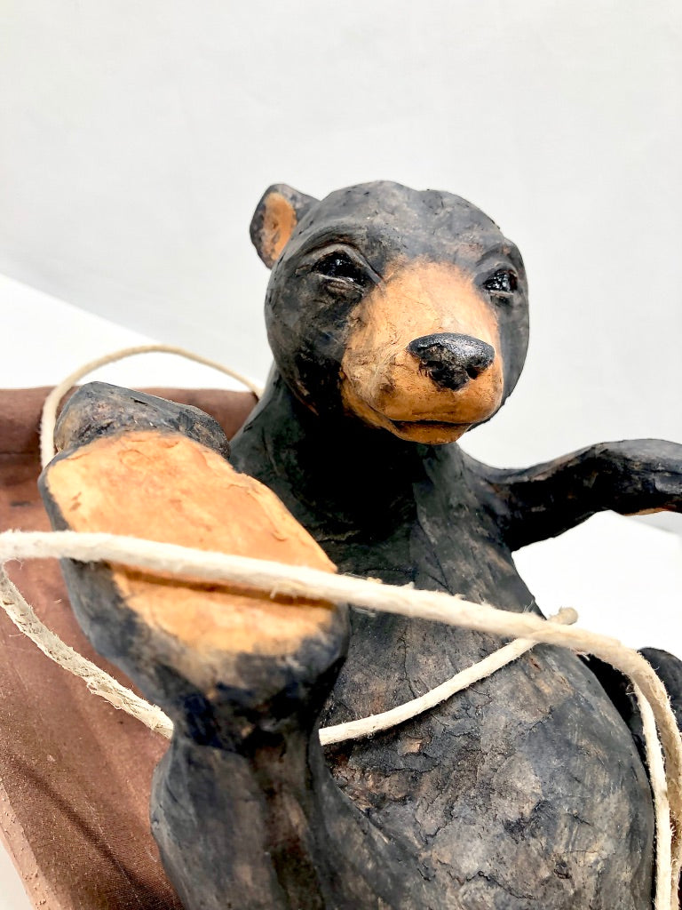 Black Bear In A Boat Ceramic Sculpture: "You Are The Master Of Your Judgements, Your Decisions, And Your Actions"