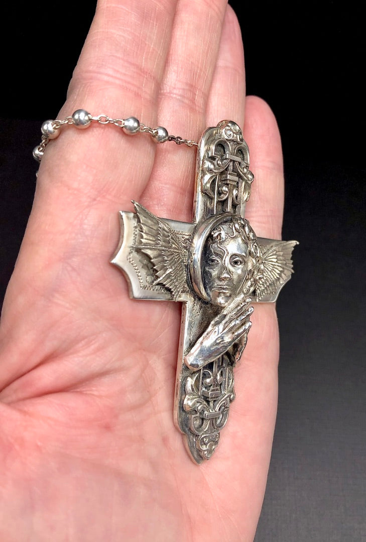 Sterling Silver Hand Sculpted Cross Pendant By Wendy Yothers