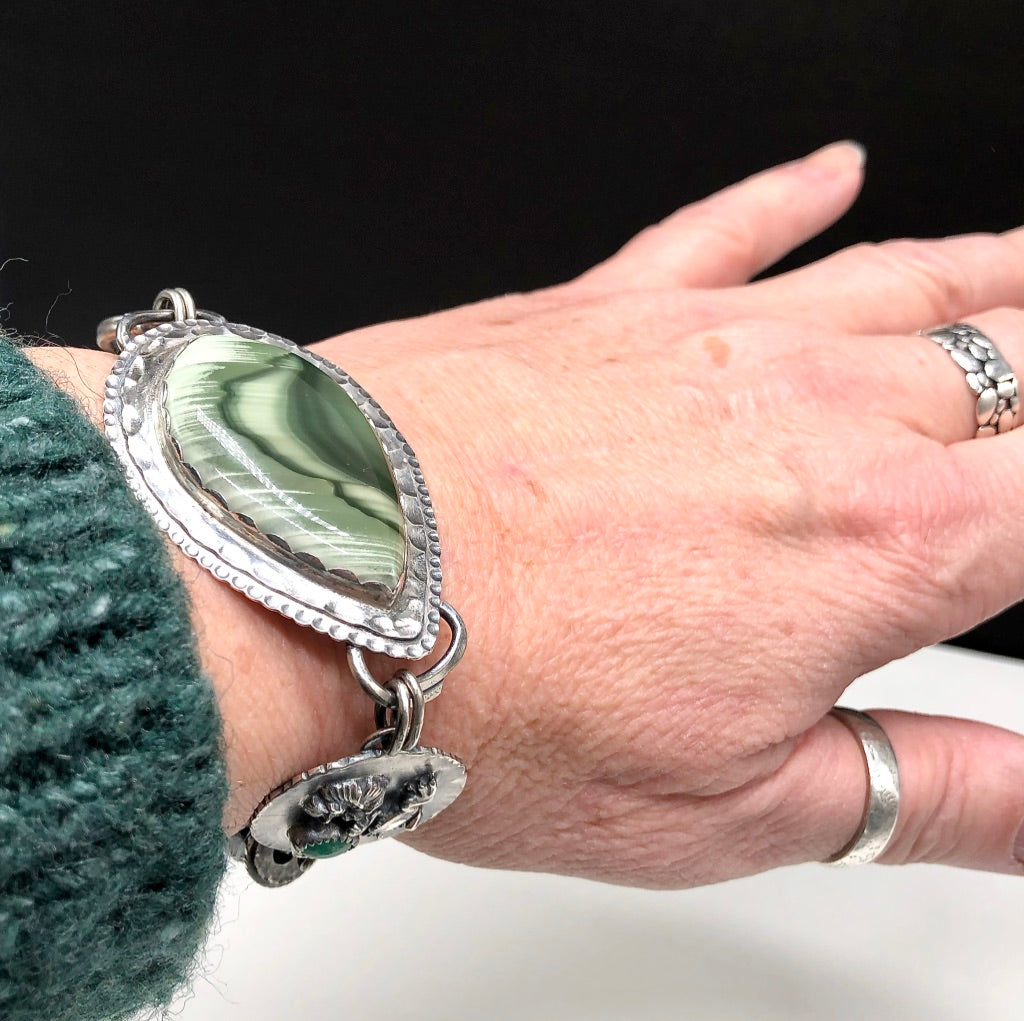 Imperial Jasper and Emerald Chunky Link Bracelet