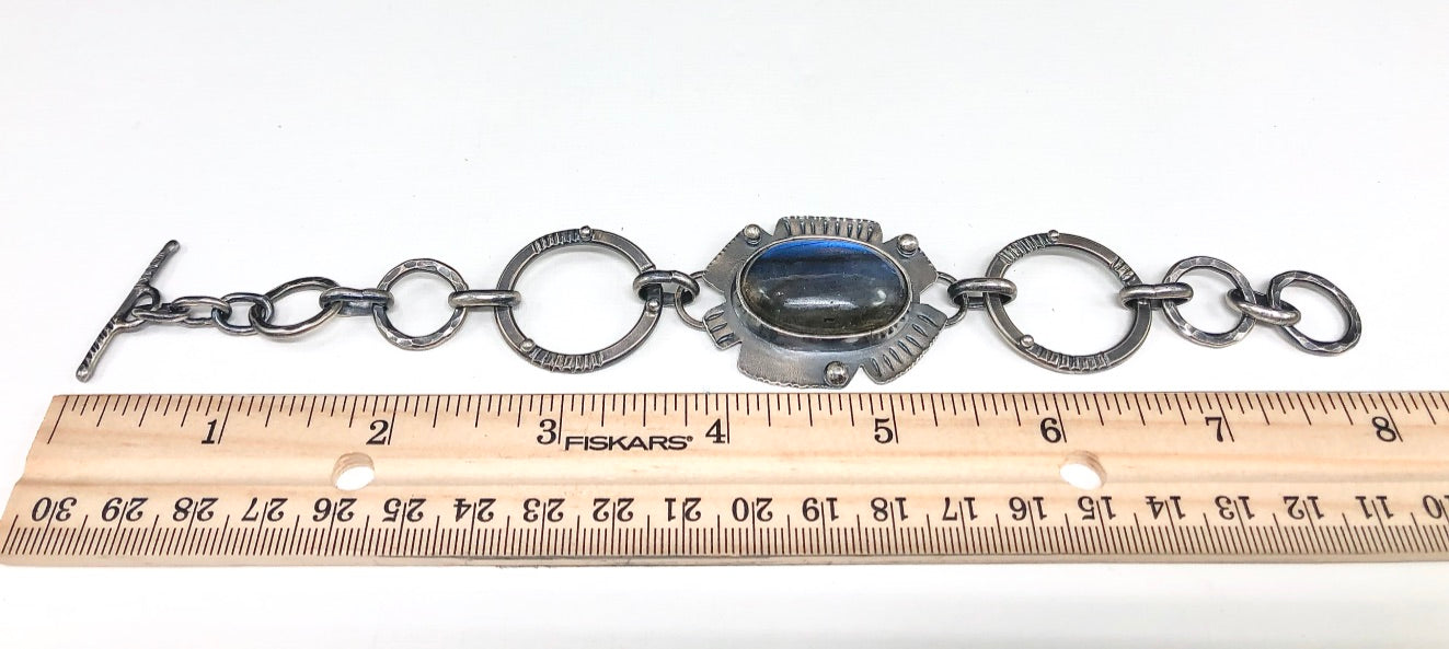 Sterling Silver Labradorite Statement Bracelet