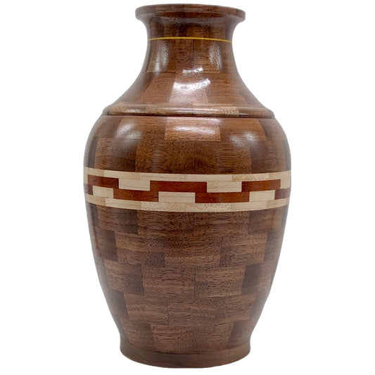 Walnut wood vase, segmented wood turning, dried flower display vessel, native woods
