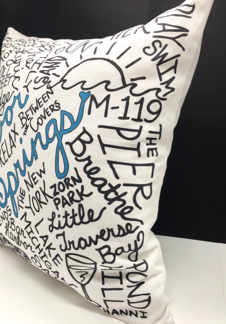 Harbor Springs Favorites Graffiti Style Throw Pillow