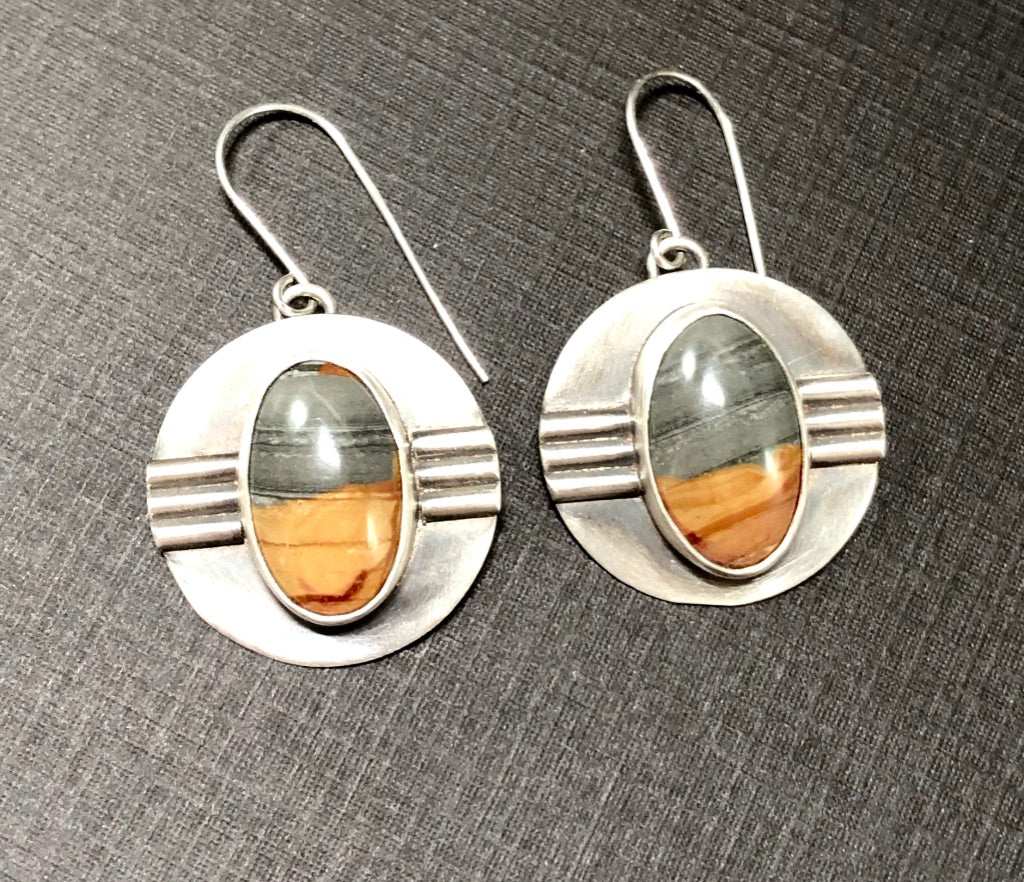 Red Desert Jasper and Sterling Silver Earrings