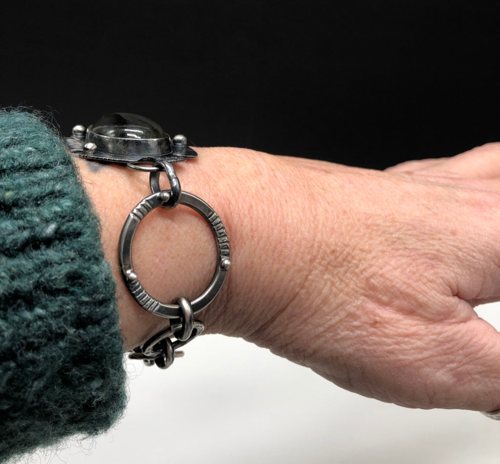 Sterling Silver Labradorite Statement Bracelet