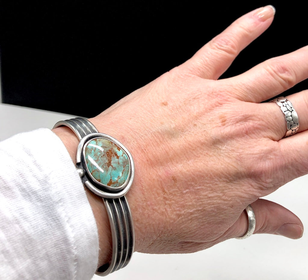 Turquoise Goddess Sterling Silver Cuff Bracelet