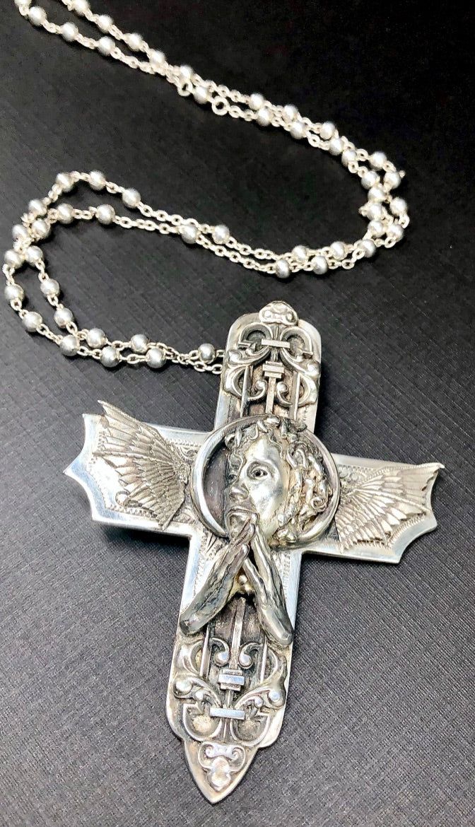 Sterling Silver Hand Sculpted Cross Pendant By Wendy Yothers
