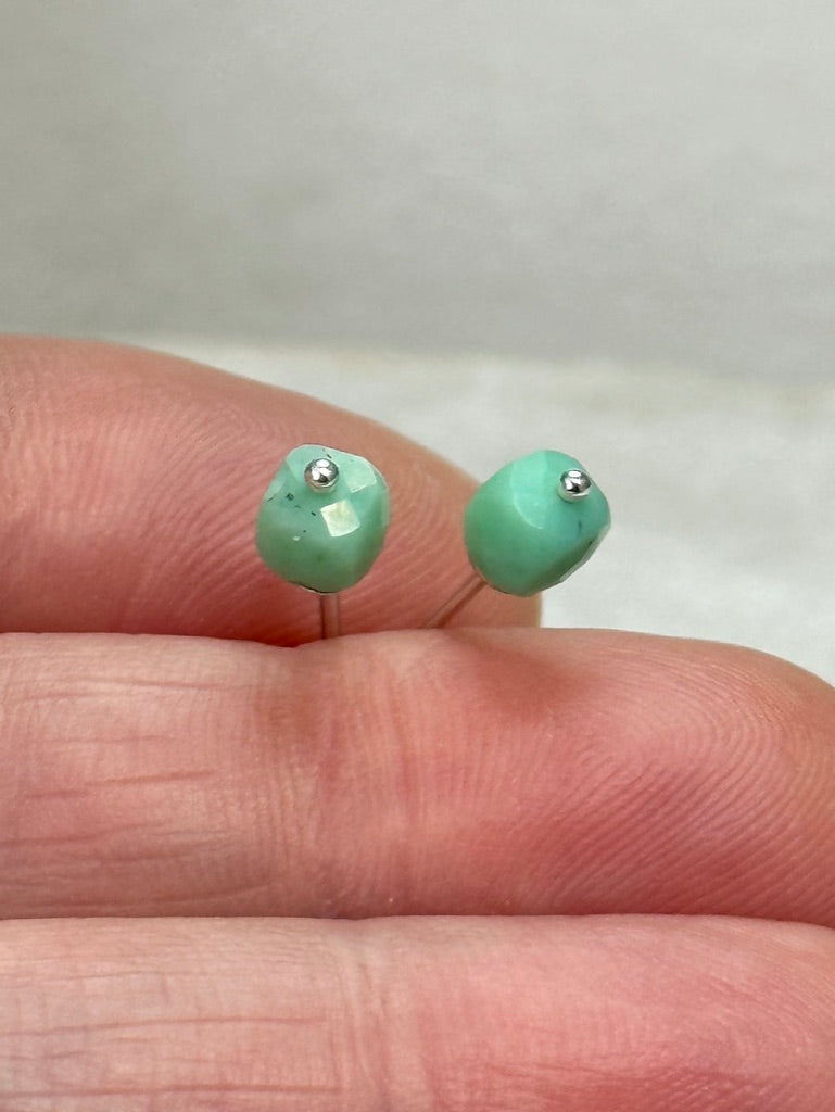 Small Chrysoprase Stud Earrings