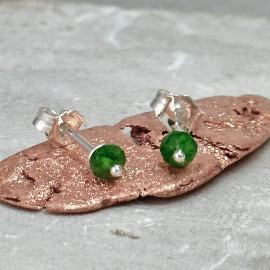 Tiny Chrome Diopside Stud Earrings