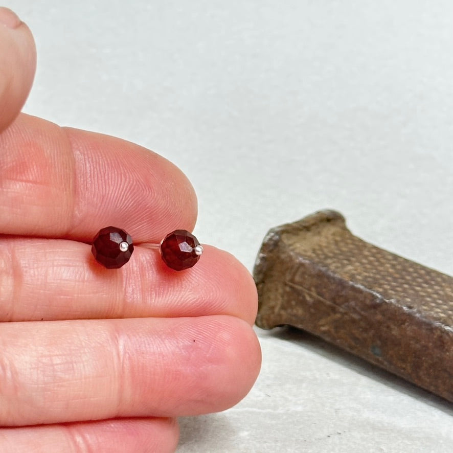 Hessonite Stud Earring