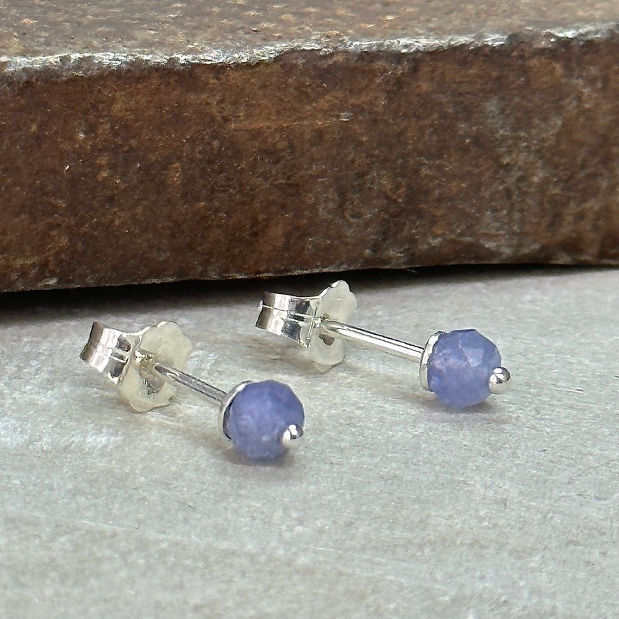 Tiny Tanzanite Stud Earrings