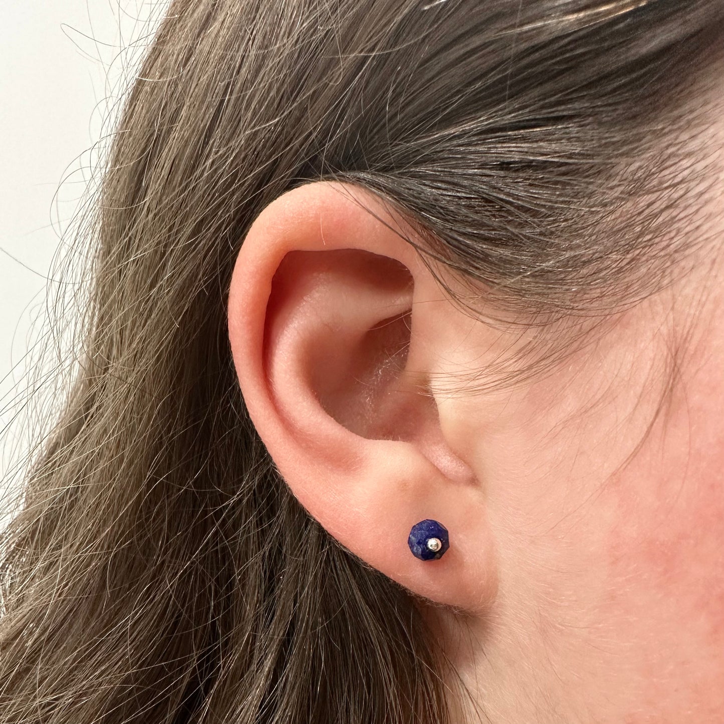 Faceted Lapis Stud Earrings