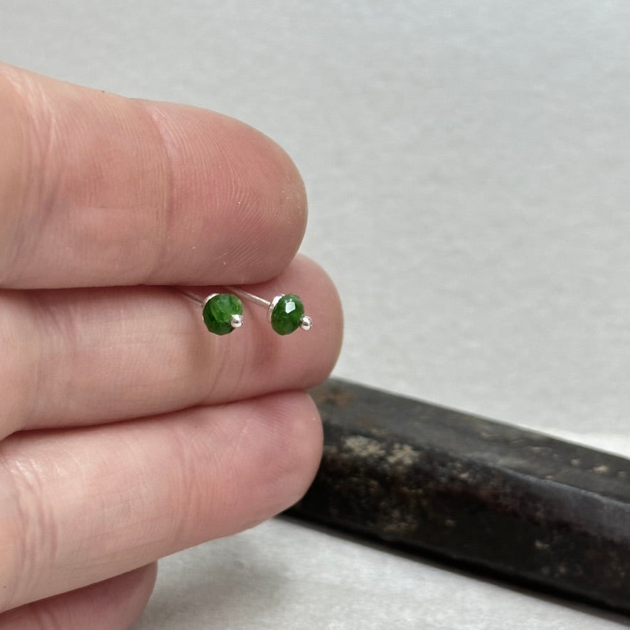 Tiny Chrome Diopside Stud Earrings