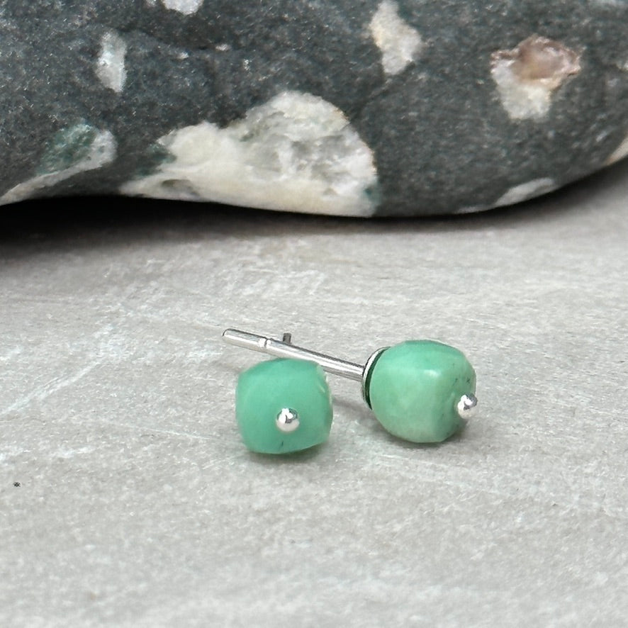 Small Chrysoprase Stud Earrings