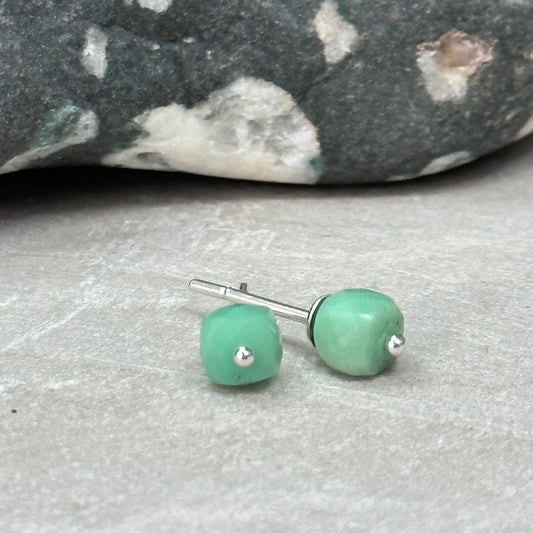 Small Chrysoprase Stud Earrings