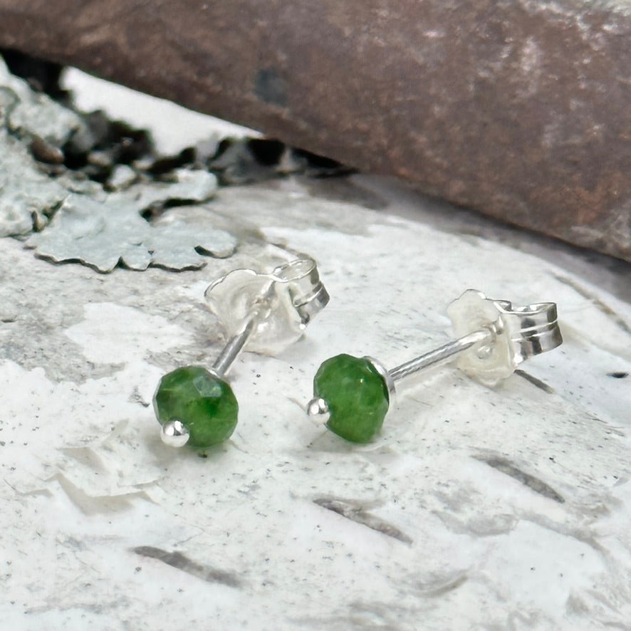 Tiny Chrome Diopside Stud Earrings