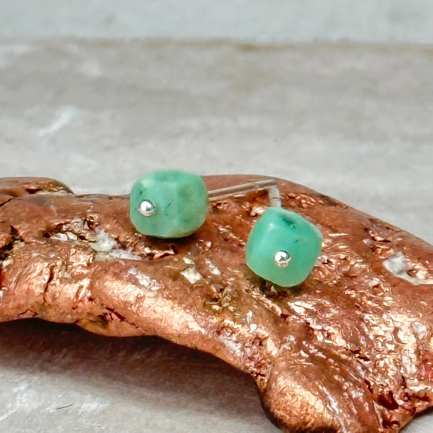 Small Chrysoprase Stud Earrings