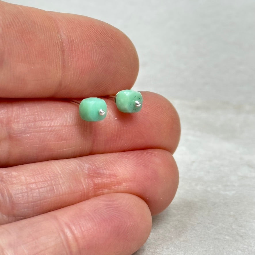 Small Chrysoprase Stud Earrings