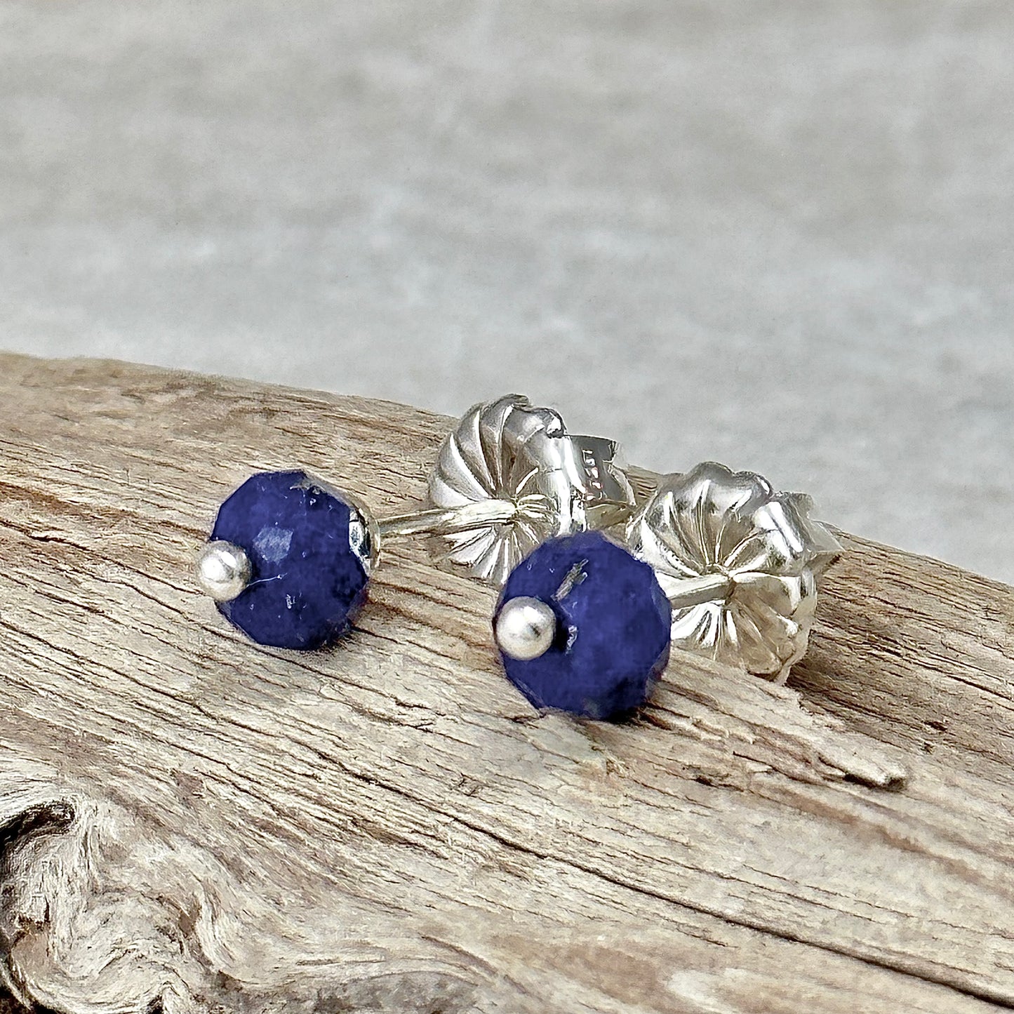 Faceted Lapis Stud Earrings