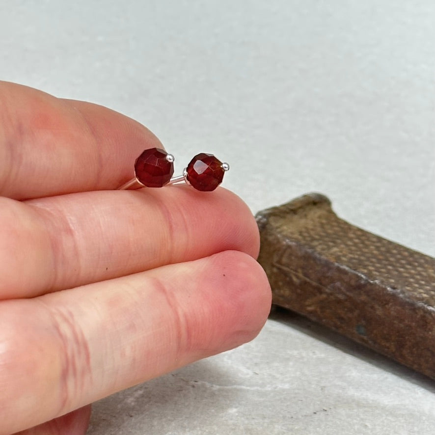 Hessonite Stud Earring