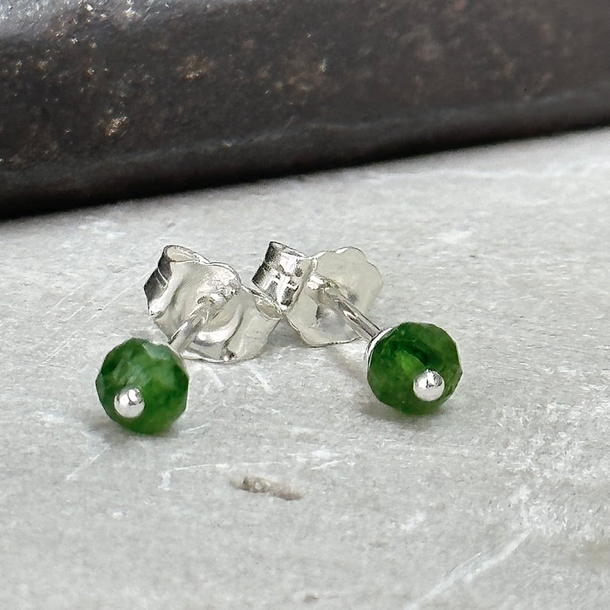 Tiny Chrome Diopside Stud Earrings