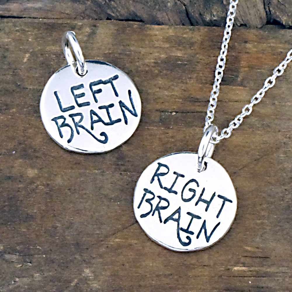 right brain left brain charm artist gift charm intellectual gift sterling silver artisan charms by hanni northern michigan artist