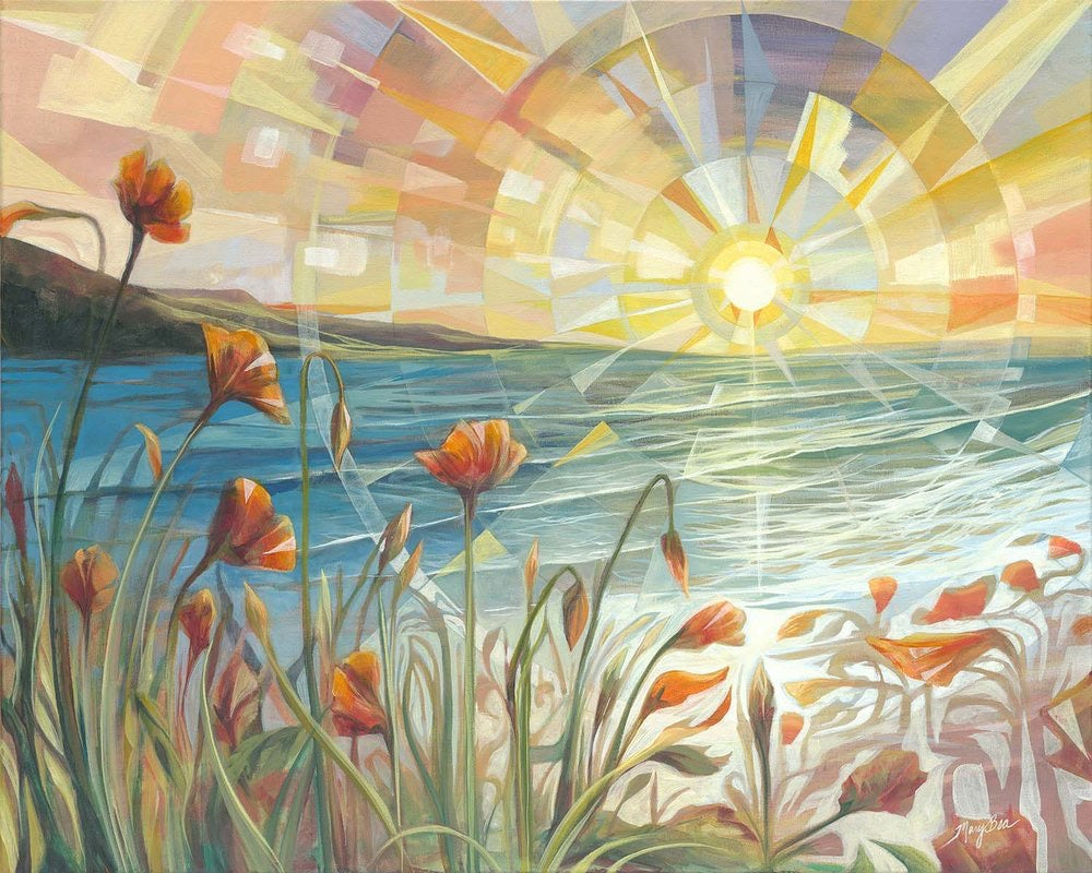 Poppy Sunset Print on Paper by Mary Bea