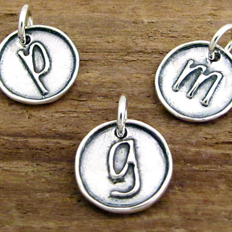Sterling Silver Initial Charm Letter Monogram Jewelry Artisan