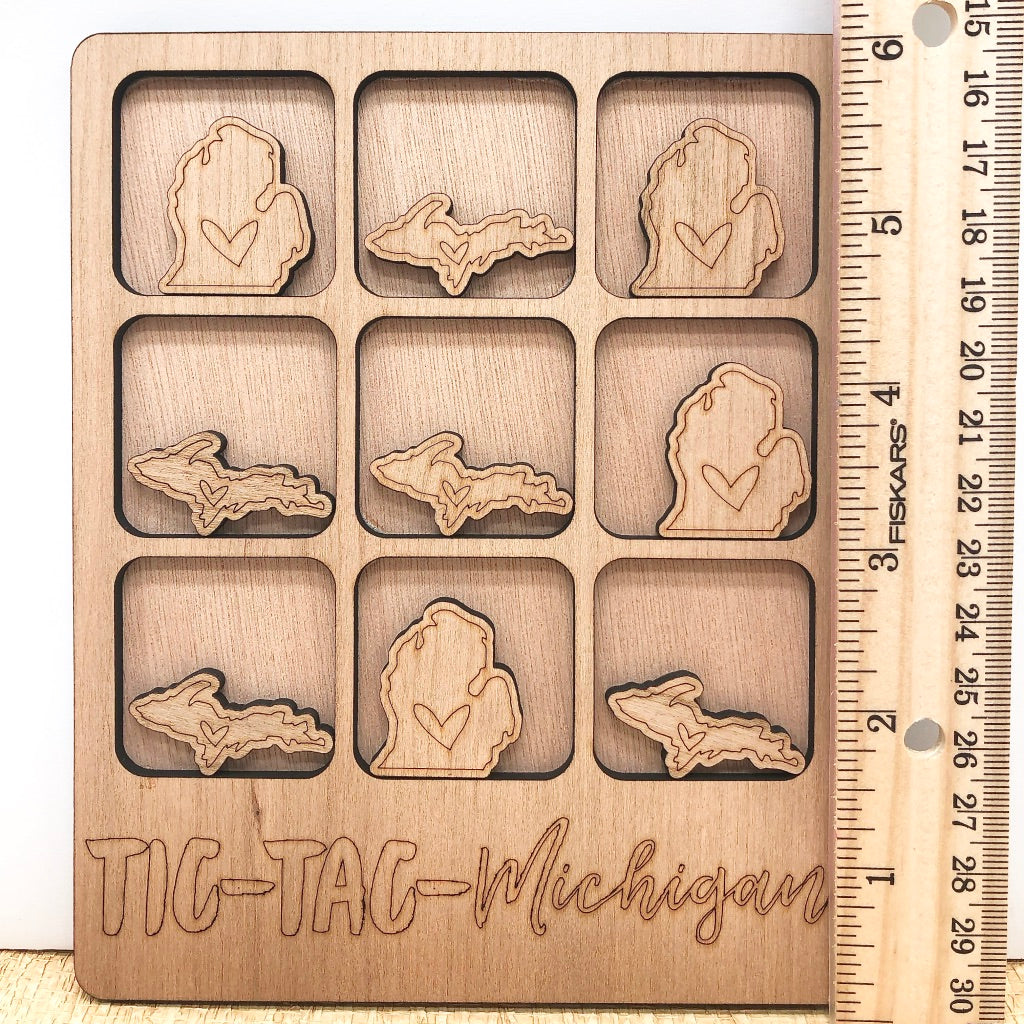 Wooden Michigan Tic-Tac-Toe Board