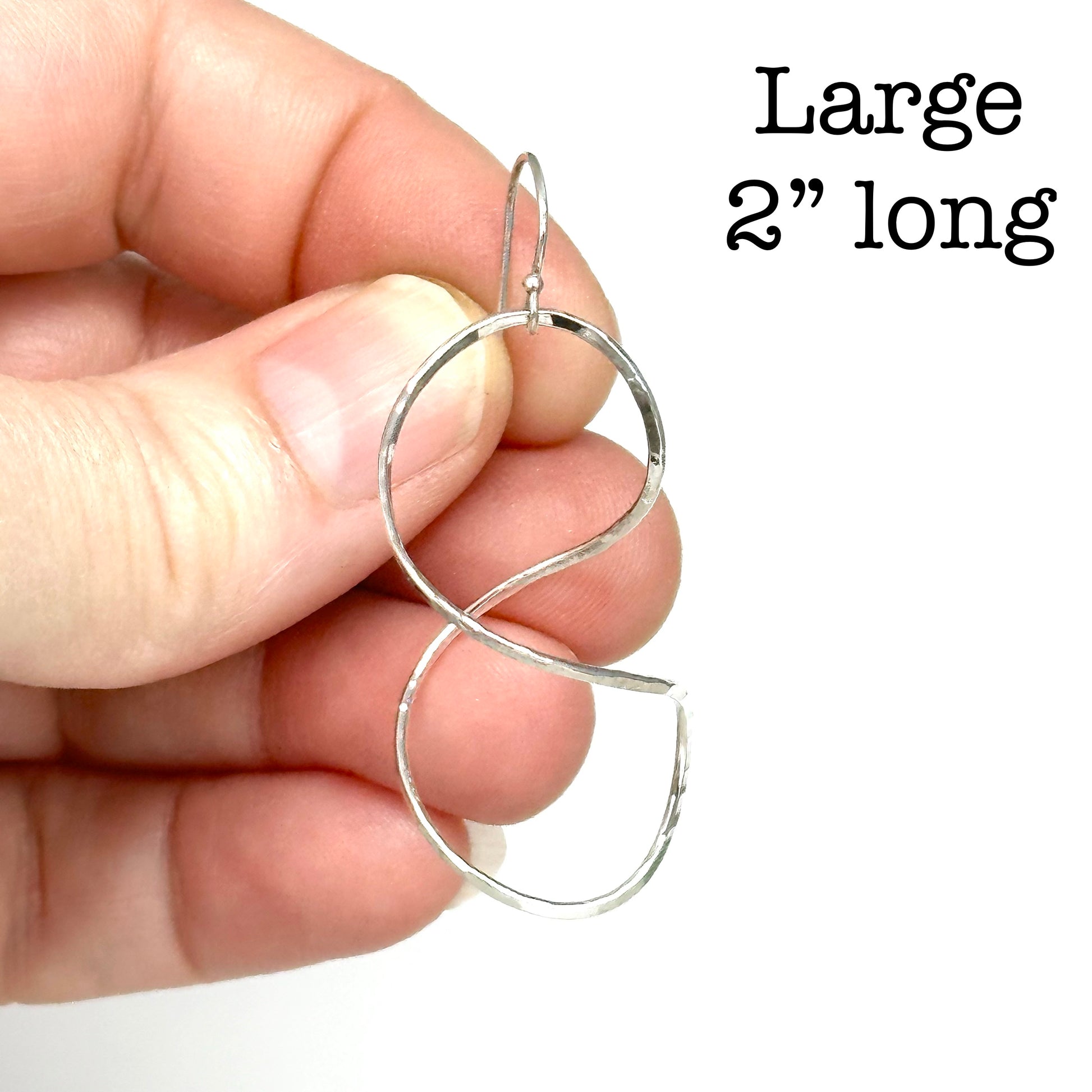 Twisty spiral wire earring large size in sterling silver or 14kt gold filled, Simple modern dangle in four sizes 1 to 2 inches long, available on french hook or leverback ear wires, artist handmade by hanni jewelry in harbor springs, michigan