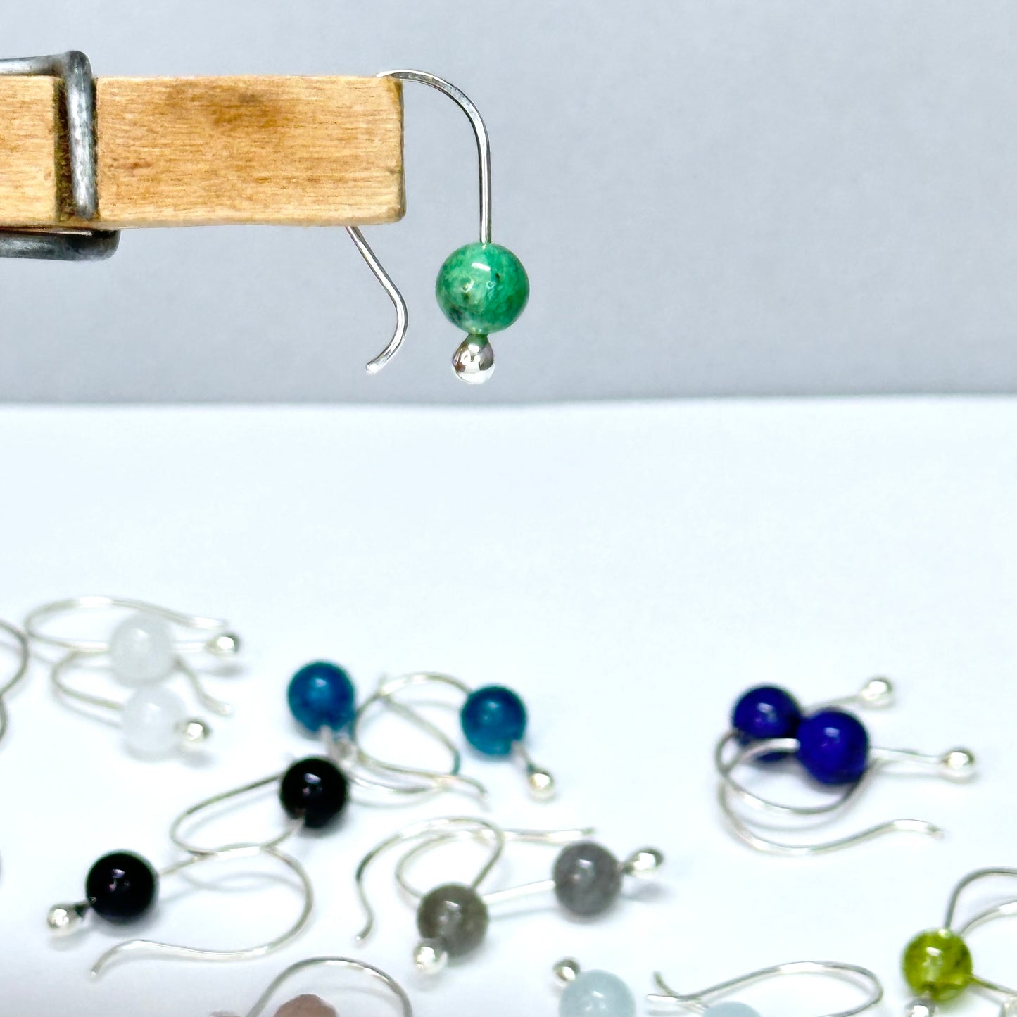 Small Gemstone Hook Earrings